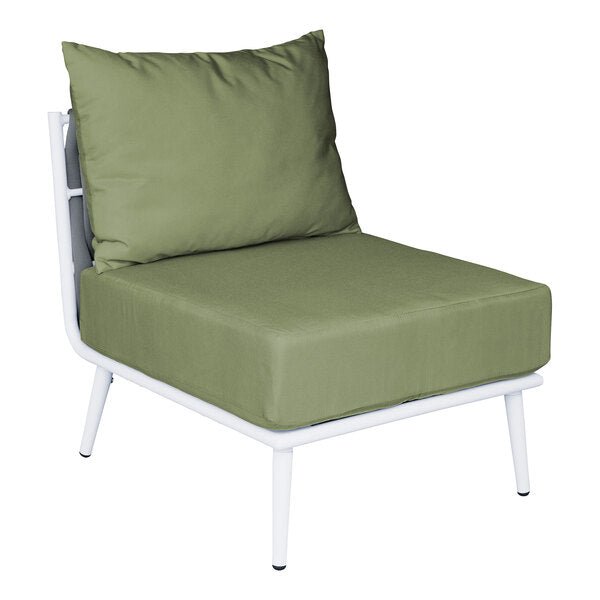 BFM Seating Cayman Middle Sofa - Medium Gray flat rope, White powder coat aluminum, ganging bracket - (BFM - PHPMGRWH - SchoolOutlet