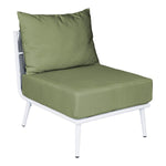 BFM Seating Cayman Middle Sofa - Medium Gray flat rope, White powder coat aluminum, ganging bracket - (BFM - PHPMGRWH - SchoolOutlet