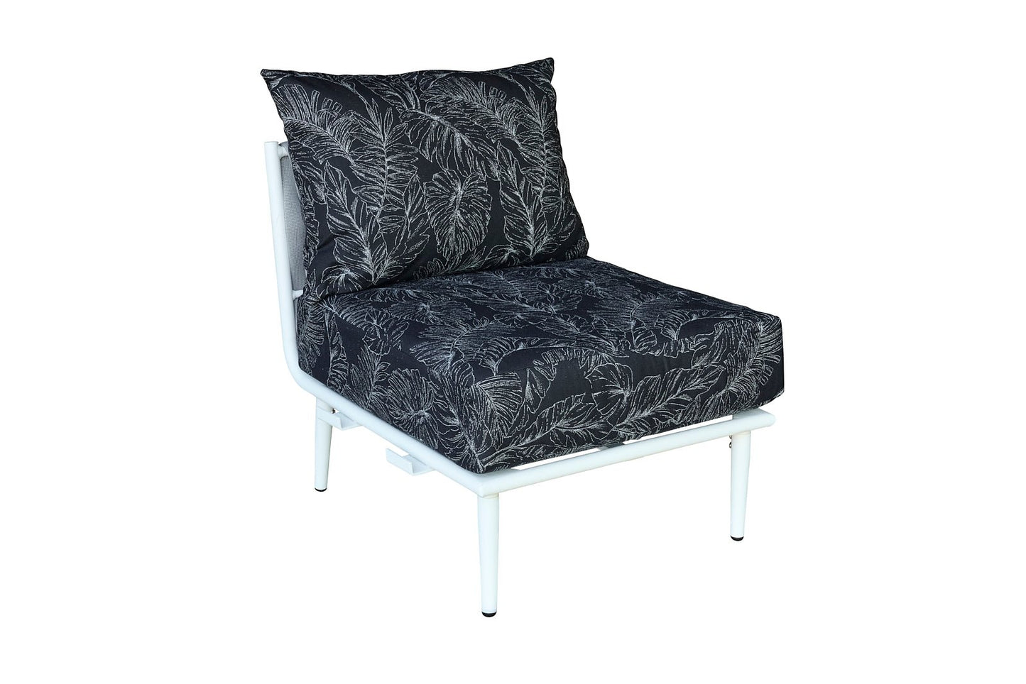 BFM Seating Cayman Middle Sofa - Medium Gray flat rope, White powder coat aluminum, ganging bracket - (BFM - PHPMGRWH - SchoolOutlet