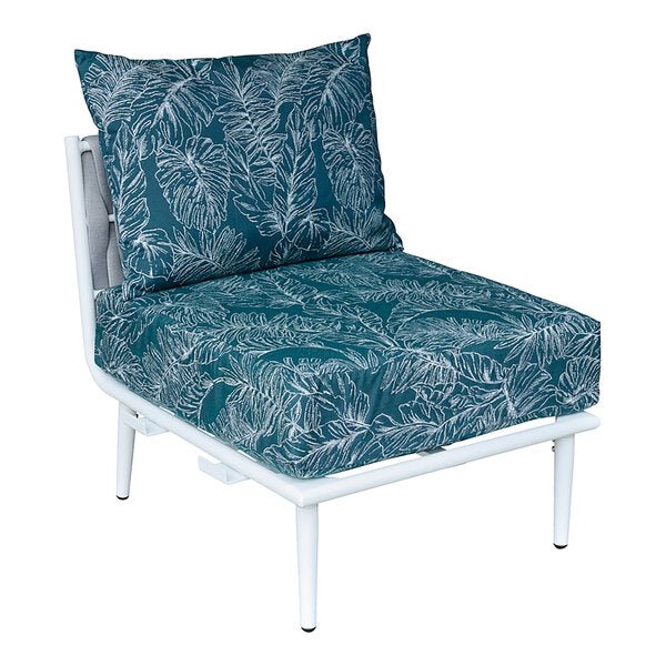 BFM Seating Cayman Middle Sofa - Medium Gray flat rope, White powder coat aluminum, ganging bracket - (BFM - PHPMGRWH - SchoolOutlet
