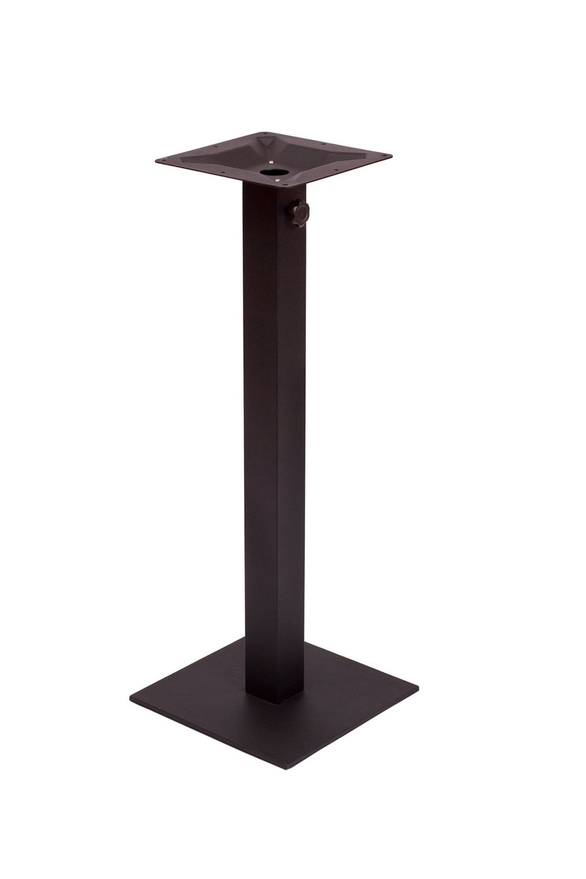BFM Seating Margate 16" Square Bar Height Base - Zinc Plated Cast Iron Bottom, Stainless Steel Column - Umbrella Compatible (PHTB16SQ) - SchoolOutlet