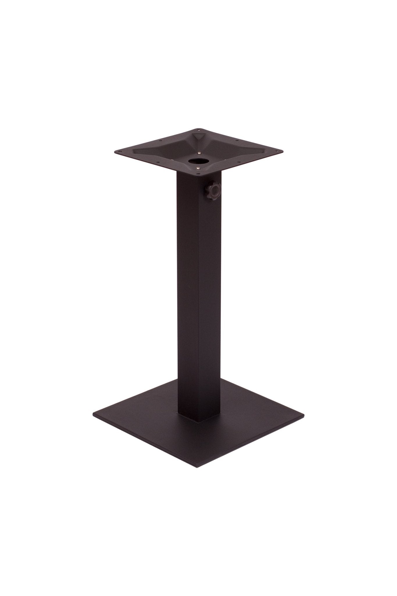 BFM Seating Margate 16" Square Dining Height Base - Zinc Plated Cast Iron Bottom, Stainless Steel Column - Umbrella Compatible (BFM - PHTB16SQ) - SchoolOutlet