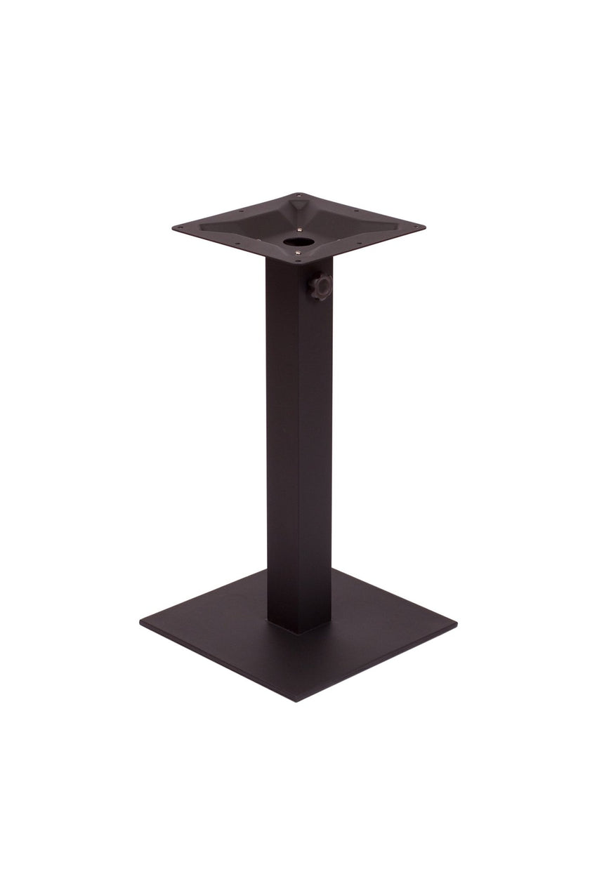 BFM Seating Margate 16" Square Dining Height Base - Zinc Plated Cast Iron Bottom, Stainless Steel Column - Umbrella Compatible (BFM - PHTB16SQ) - SchoolOutlet