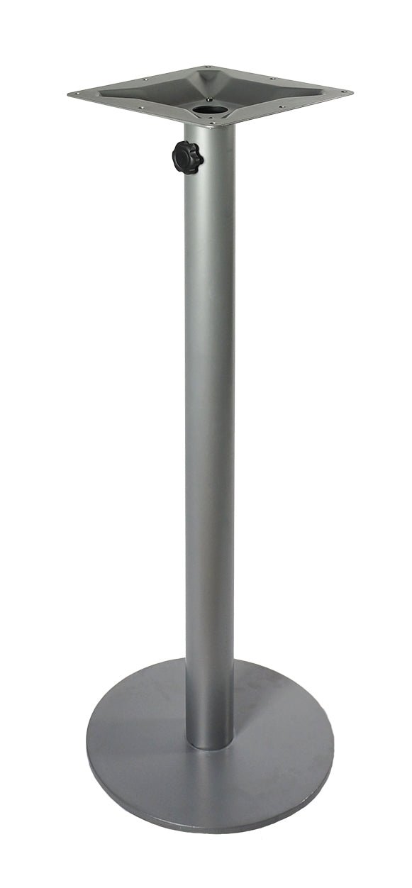 BFM Seating Margate 18" Round Bar Height Base - Zinc Plated Cast Iron Bottom, Stainless Steel Column - Umbrella Compatible (BFM - PHTB18) - SchoolOutlet