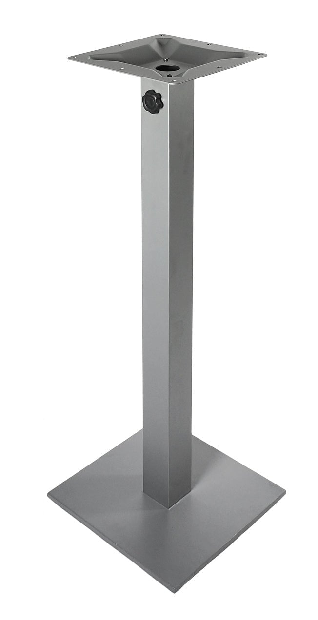 BFM Seating Margate 20" Square Bar Height Base - Zinc Plated Cast Iron Bottom, Stainless Steel Column - Umbrella Compatible (BFM - PHTB20SQ) - SchoolOutlet