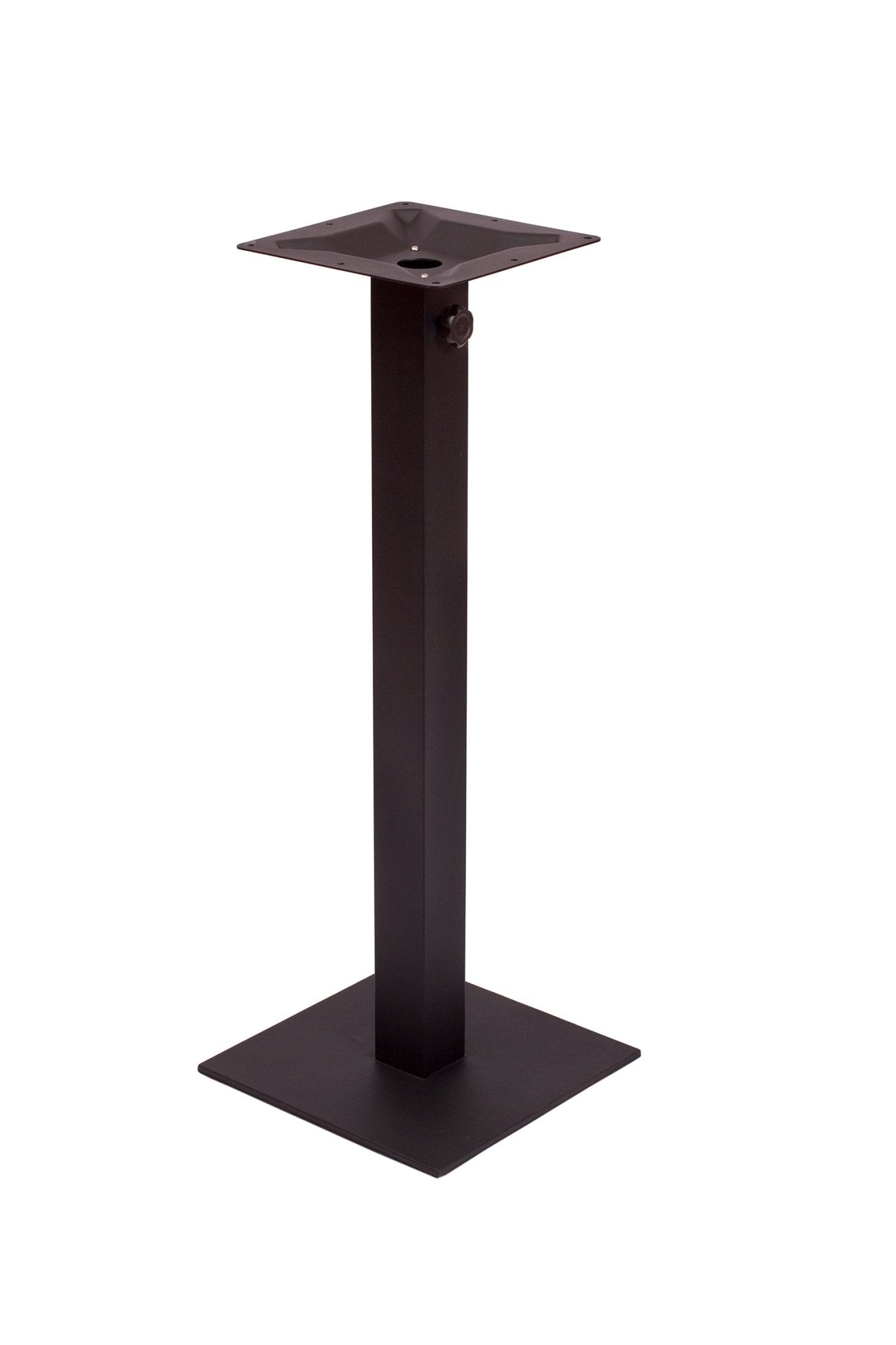 BFM Seating Margate 20" Square Bar Height Base - Zinc Plated Cast Iron Bottom, Stainless Steel Column - Umbrella Compatible (BFM - PHTB20SQ) - SchoolOutlet