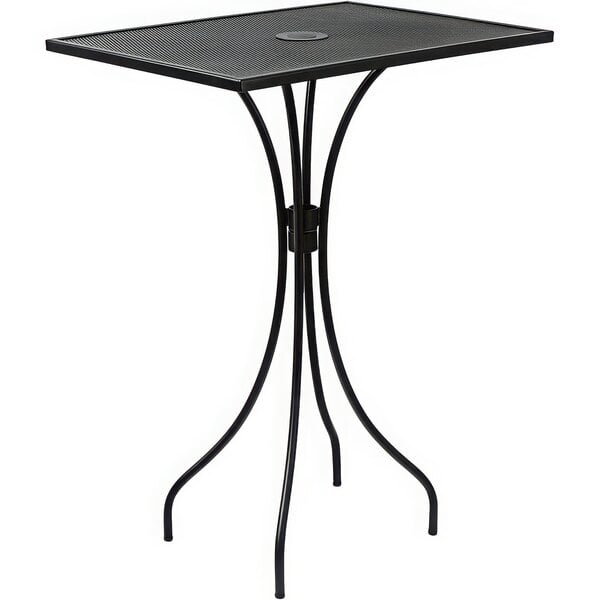 BFM Seating Barnegat Bar Height Table 24x32 E - Coated, Powder Coated Micro - Mesh Steel - Black - Umbrella hole - (BFM - SU2432BL - T) - SchoolOutlet