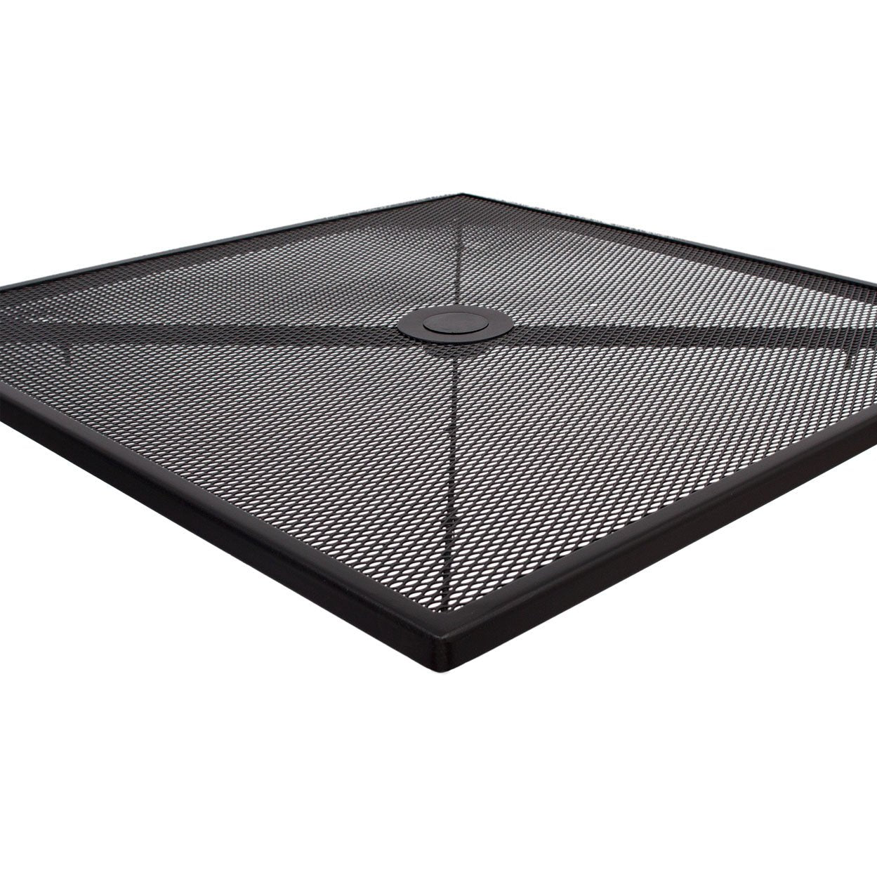 BFM Seating Barnegat Dining Height Table 24x32 E - Coated, Powder Coated Micro - Mesh Steel - Black - Umbrella hole - (BFM - SU2432BL‐D) - SchoolOutlet