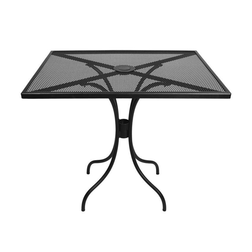 BFM Seating Barnegat Dining Height Table 24x32 E - Coated, Powder Coated Micro - Mesh Steel - Black - Umbrella hole - (BFM - SU2432BL‐D) - SchoolOutlet