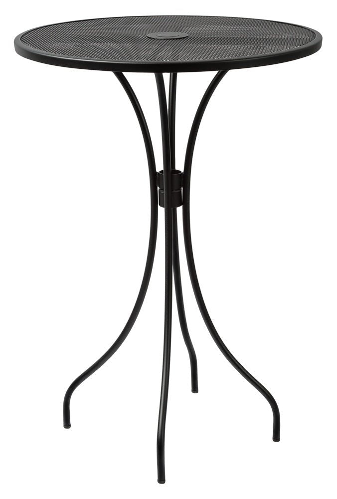 BFM Seating Barnegat Bar Height Table 30" Round E - Coated, Powder Coated Micro - Mesh Steel - Black - Umbrella hole - SchoolOutlet