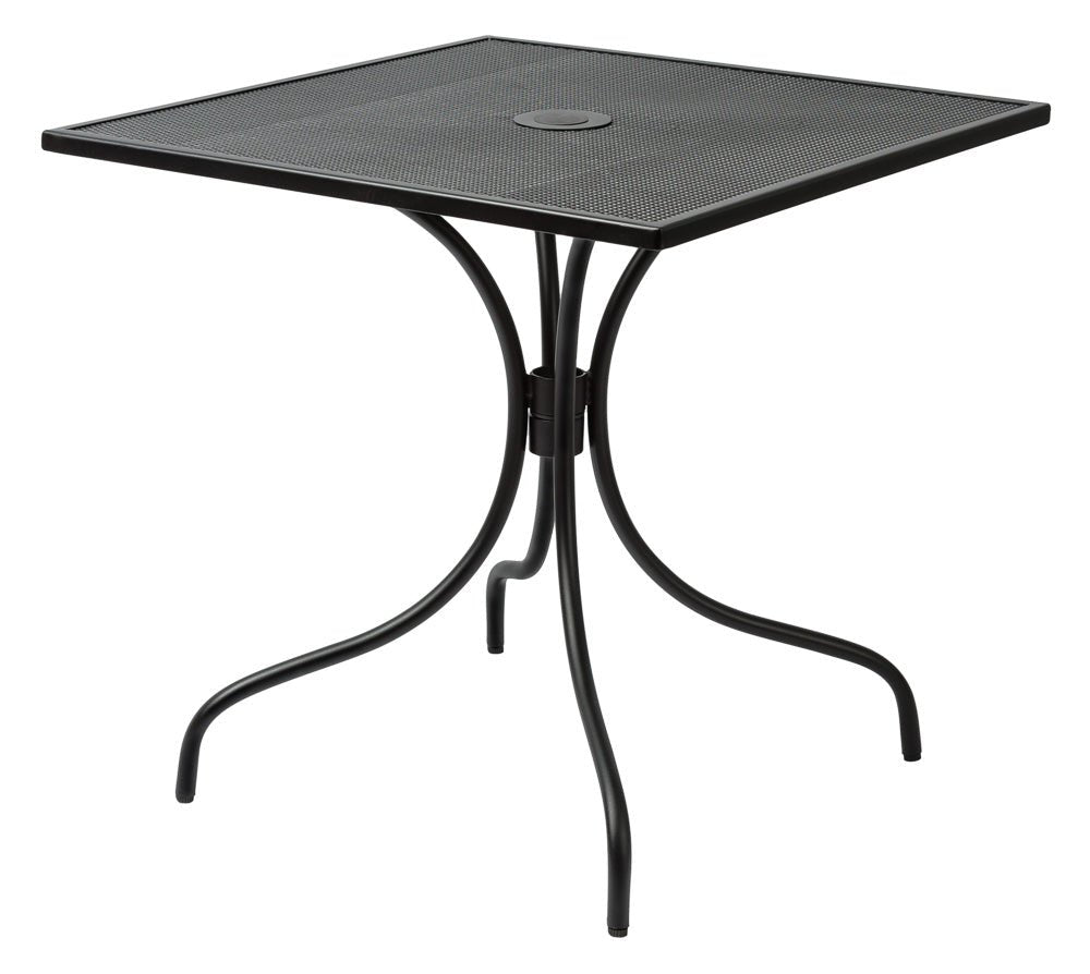 BFM Seating Barnegat Dining Height Table 36x36 E - Coated, Powder Coated Micro - Mesh Steel - Black - Umbrella hole - (BFM - SU3636BL - D) - SchoolOutlet