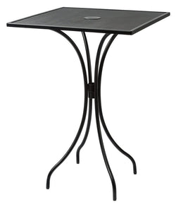 BFM Seating Barnegat Bar Height Table 36" x 36" E-Coated, Powder Coated Micro-Mesh Steel - Black - Umbrella hole - (BFM-SU3636BL-T