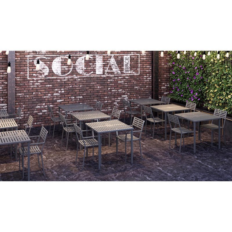 BFM Seating Daytona 36x36 Dining Height Table - E - Coated - Powder Coated Steel - With Umbrella Hole - (BFM - SUD3636) - SchoolOutlet