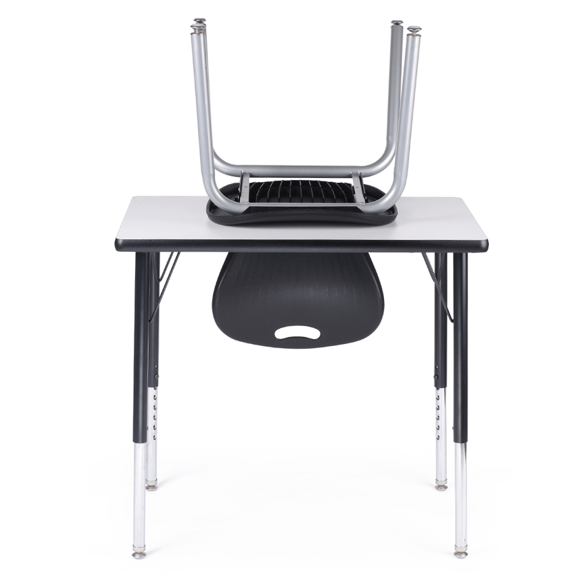Bintiva Chair and Table Set - ZUUL Black 18"H Chair - 18"D x 30"W Black Activity Table - SchoolOutlet