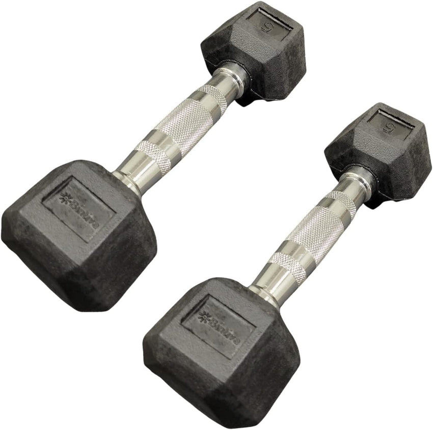 Bintiva Rubber Coated Hexagon Dumbbells - Set of 2 - SchoolOutlet
