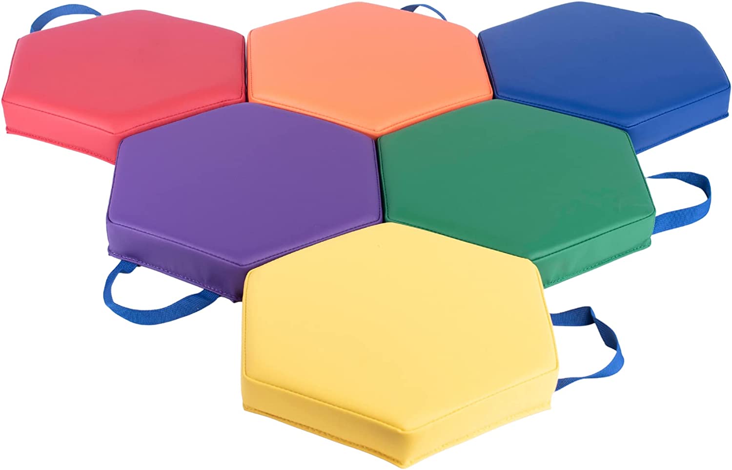 Bintiva Set of 6 Hexagon Vinyl Floor Cushions - 13 in - SchoolOutlet