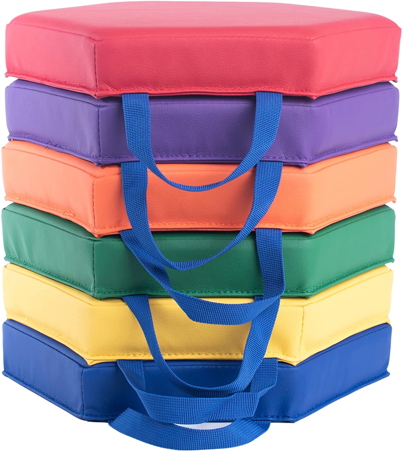 Bintiva Set of 6 Hexagon Vinyl Floor Cushions - 13 in - SchoolOutlet