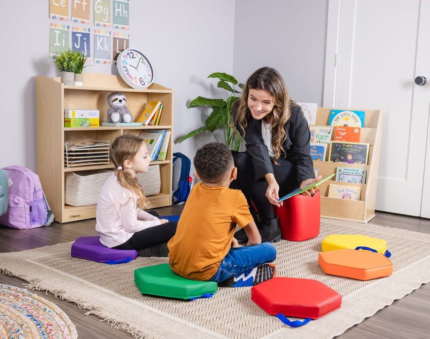 Bintiva Set of 6 Hexagon Vinyl Floor Cushions - 13 in - SchoolOutlet