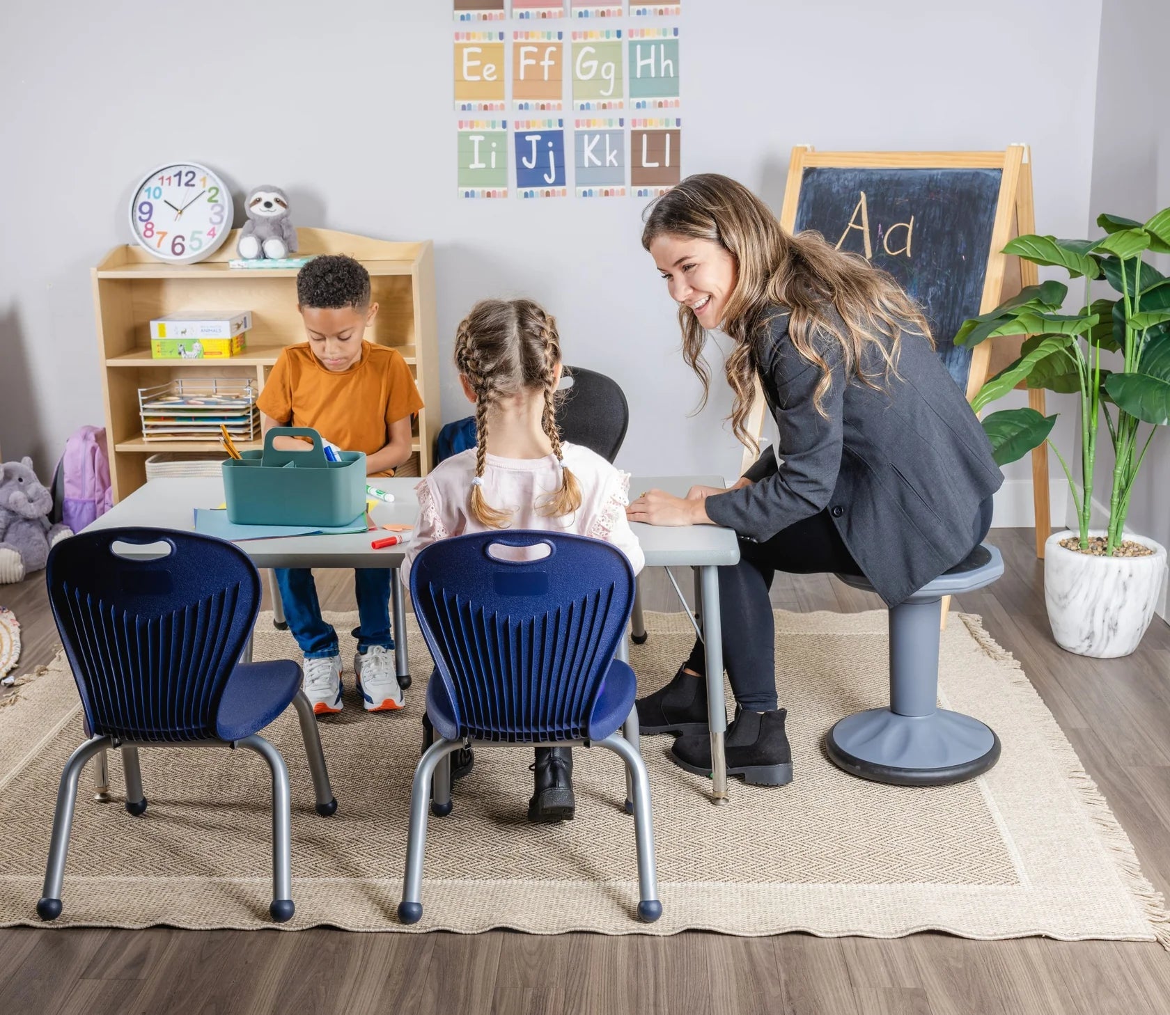 Bintiva ZUUL Stackable Chair Series - School Chair 14" Height with Ball Glides - SchoolOutlet