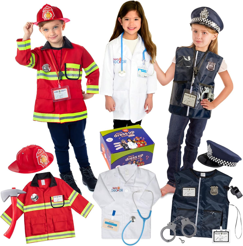 dress up trunk Bintiva Dress Up Trunk 3 in 1 Costume Set 1st Responder – SchoolOutlet