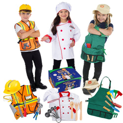 Bintiva Dress Up Trunk 3 in 1 Costume Set: Worker - Chef - Garden