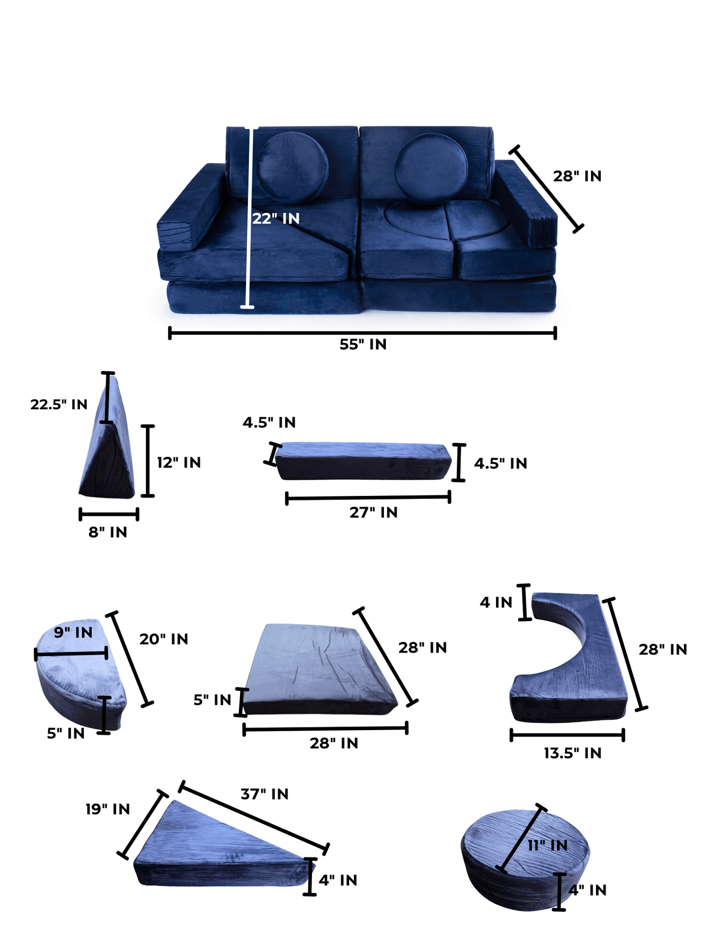 Bintiva Modular Children’s Sofa Set (SC - MODSOFA - BLU - BT) - SchoolOutlet