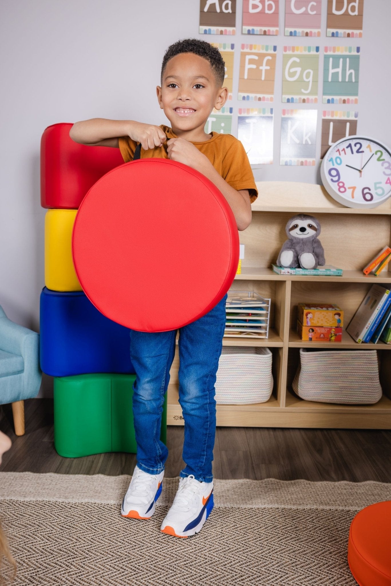 Bintiva Set of 6 Round Vinyl Floor Cushions 15 in Diameter - SchoolOutlet