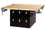 Diversified Woodcrafts 4-Station Workbench with 12 Steel Vertical Lockers 64