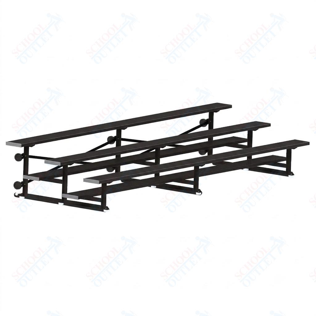 Jaypro Sports Bleacher - 3 Row - Tip & Roll, Single Foot Plank, Powder Coated - 15' L (BLCH-3TRGPC)
