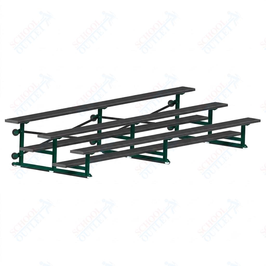 Jaypro Sports Bleacher - 3 Row - Tip & Roll, Single Foot Plank, Powder Coated - 15' L (BLCH-3TRGPC)