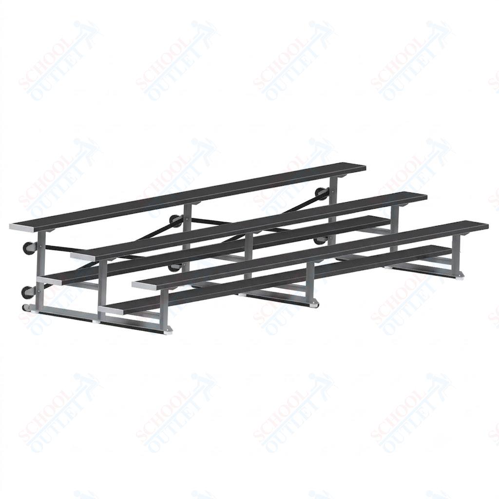 Jaypro Sports Bleacher - 3 Row - Tip & Roll, Single Foot Plank, Powder Coated - 15' L (BLCH-3TRGPC)