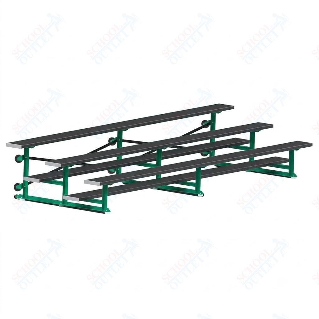 Jaypro Sports Bleacher - 3 Row - Tip & Roll, Single Foot Plank, Powder Coated - 15' L (BLCH-3TRGPC)