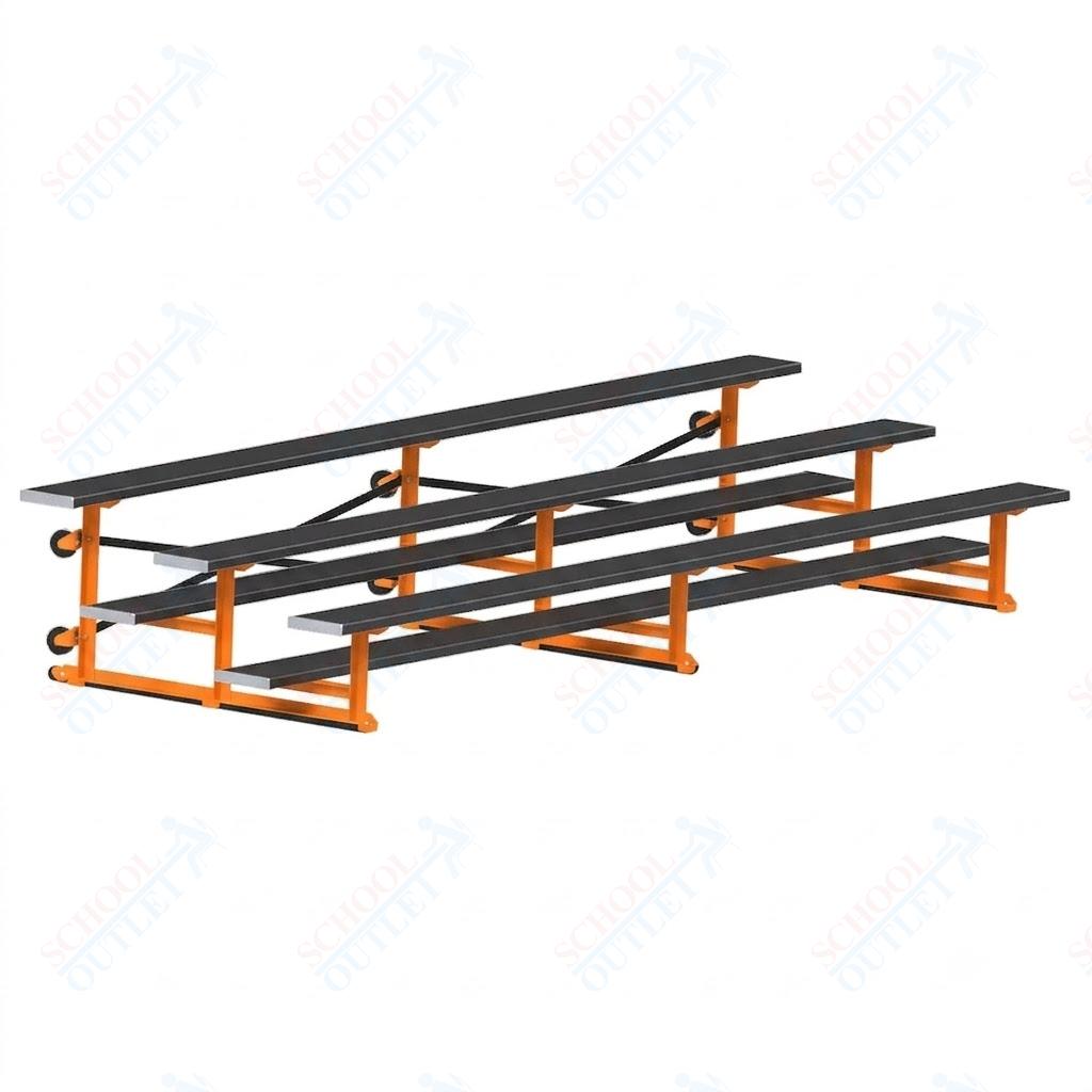 Jaypro Sports Bleacher - 3 Row - Tip & Roll, Single Foot Plank, Powder Coated - 15' L (BLCH-3TRGPC)