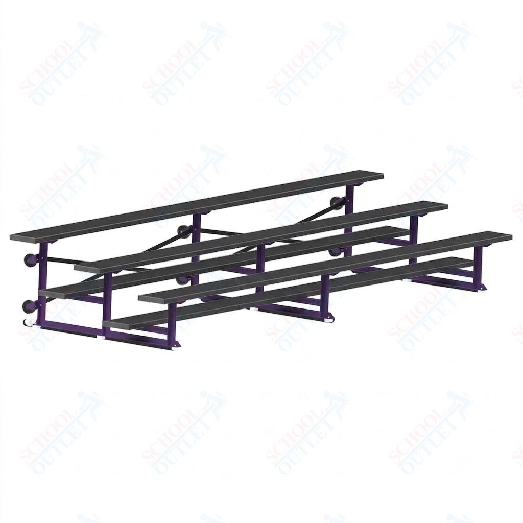 Jaypro Sports Bleacher - 3 Row - Tip & Roll, Single Foot Plank, Powder Coated - 15' L (BLCH-3TRGPC)