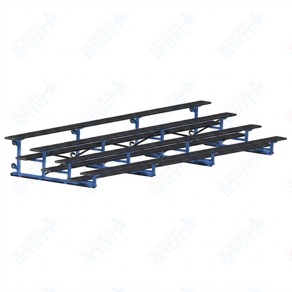 Jaypro Sports Bleacher - 4 Row - Tip & Roll, Single Foot Plank, Powder Coated - 21' L (BLCH-421TRGPC)