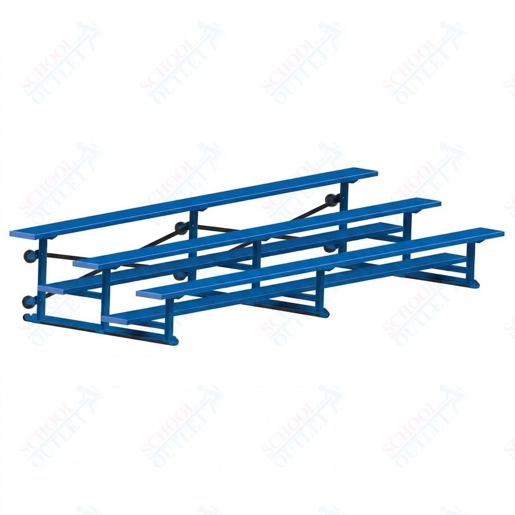 Jaypro Sports Bleacher - 3 Row - Tip & Roll, Single Foot Plank, Powder Coated - 15' L (BLCH-3TRGPC)