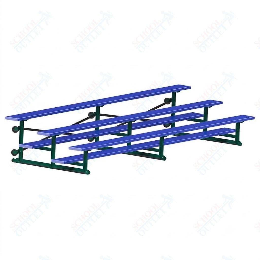 Jaypro Sports Bleacher - 3 Row - Tip & Roll, Single Foot Plank, Powder Coated - 15' L (BLCH-3TRGPC)