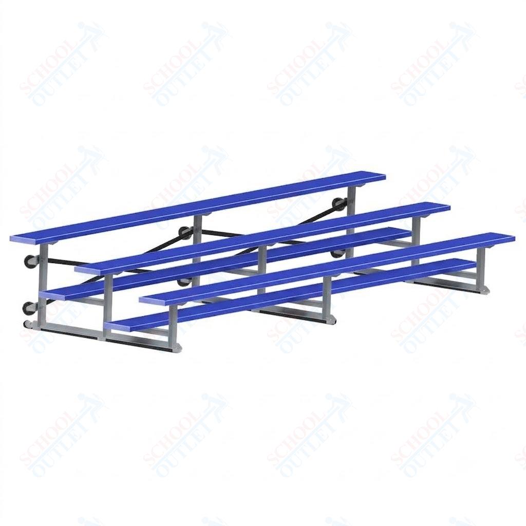 Jaypro Sports Bleacher - 3 Row - Tip & Roll, Single Foot Plank, Powder Coated - 15' L (BLCH-3TRGPC)