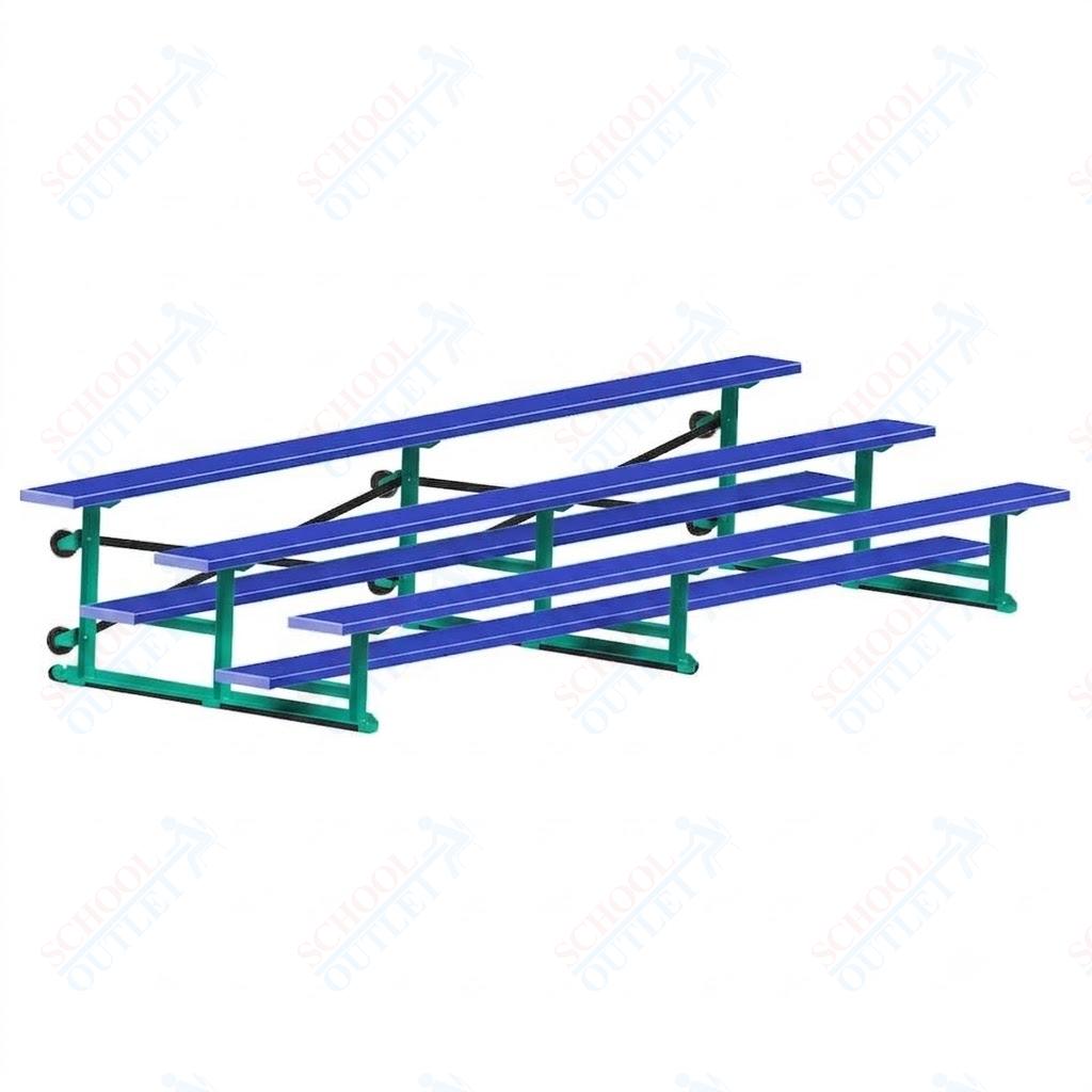Jaypro Sports Bleacher - 3 Row - Tip & Roll, Single Foot Plank, Powder Coated - 15' L (BLCH-3TRGPC)
