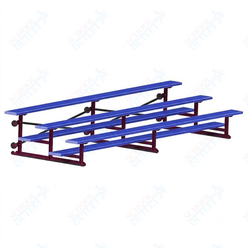Jaypro Sports Bleacher - 3 Row - Tip & Roll, Single Foot Plank, Powder Coated - 15' L (BLCH-3TRGPC)