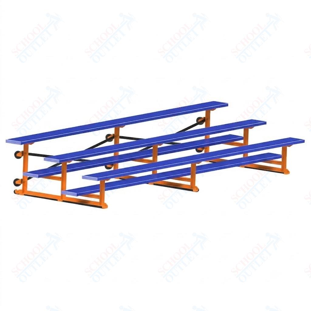 Jaypro Sports Bleacher - 3 Row - Tip & Roll, Single Foot Plank, Powder Coated - 15' L (BLCH-3TRGPC)