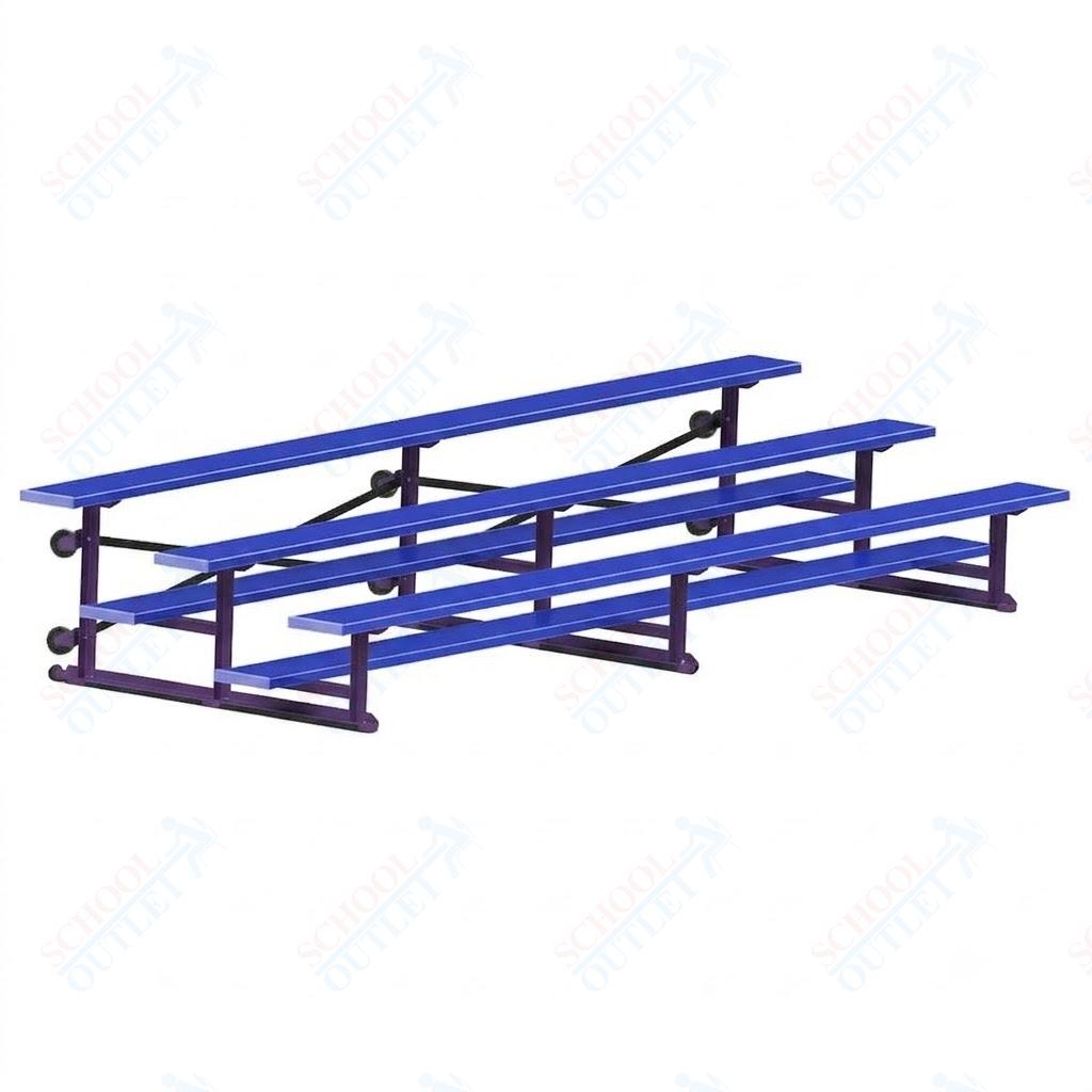 Jaypro Sports Bleacher - 3 Row - Tip & Roll, Single Foot Plank, Powder Coated - 15' L (BLCH-3TRGPC)