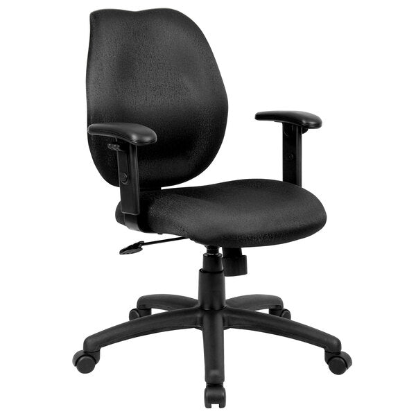 Boss Mid - Back Task Chair with Adjustable Arms, Black (B1014) - SchoolOutlet