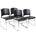 Boss Black Stack Chair With Chrome Frame - 4 Pcs Pack, Black (B1400 - 4) - SchoolOutlet