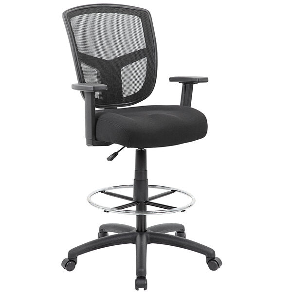 Boss Contract Drafting Stool with Footring and Adjustable Arms, Black (B16021) - SchoolOutlet