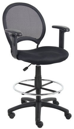 Boss Mesh Drafting Stool with Adjustable Arms, Black (B16216)