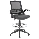 Boss Mesh Drafting Stool with Flip Arms, Black (B16223) - SchoolOutlet