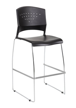Boss Polypropylene Stack Stool with Chrome Sled Frame - 2/Set, Black (B16400-2)
