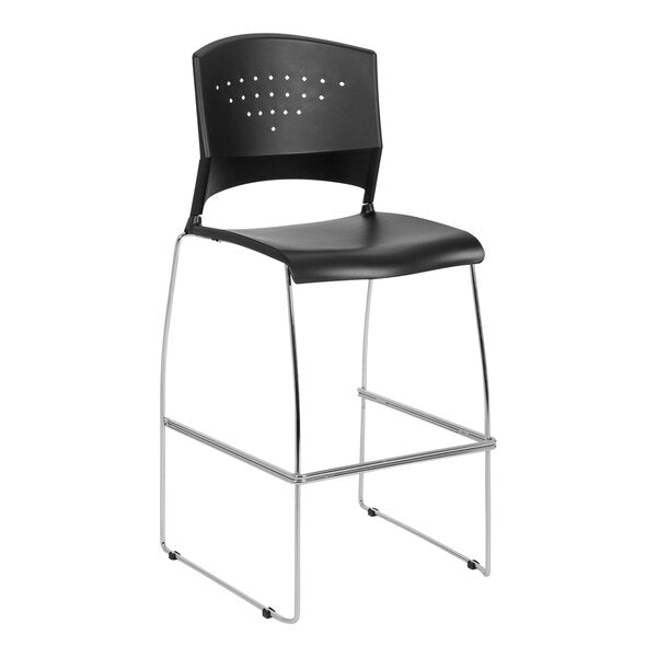 Boss Polypropylene Stack Stool with Chrome Sled Frame - 2/Set, Black (B16400 - 2) - SchoolOutlet