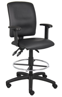Boss LeatherPlus Multi-Function Drafting Stool with Adjustable Arms, Black (B1646)